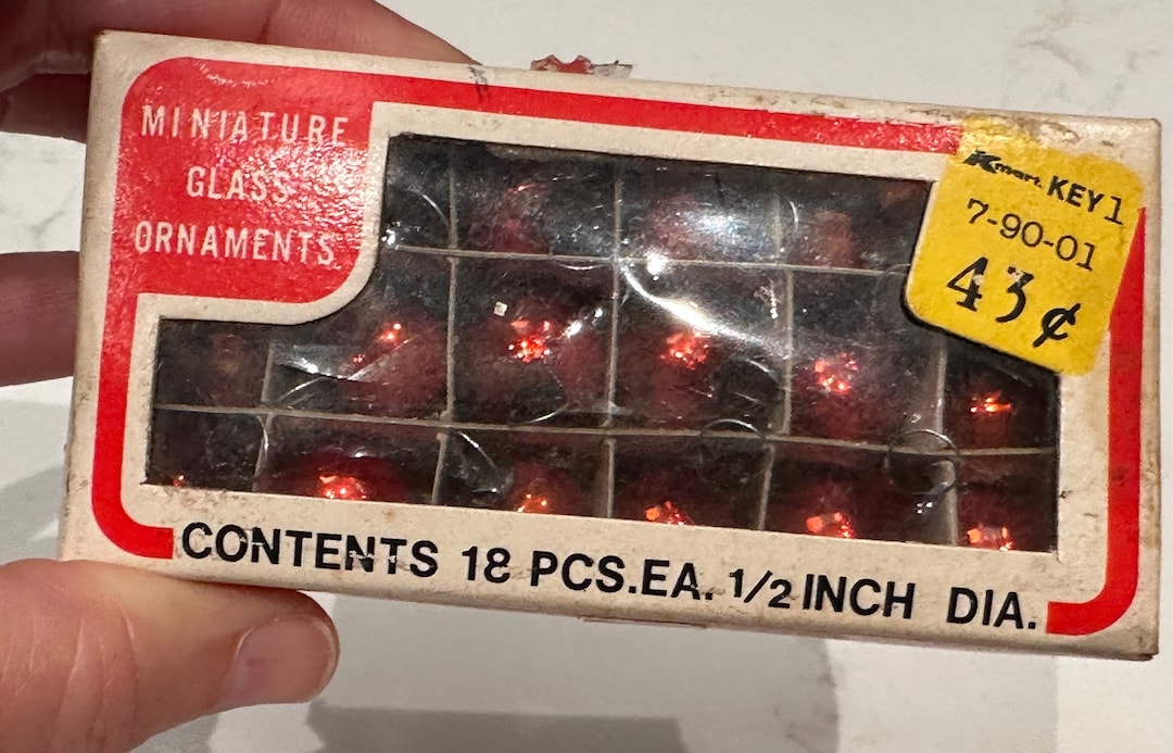 Vintage 12 Mm Boxed Christmas Ornaments in Box Assorted Colors Shiny