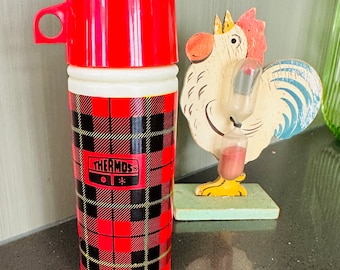 Vintage Thermos Avon bottle tartan Red red plaid mini decorative accessory