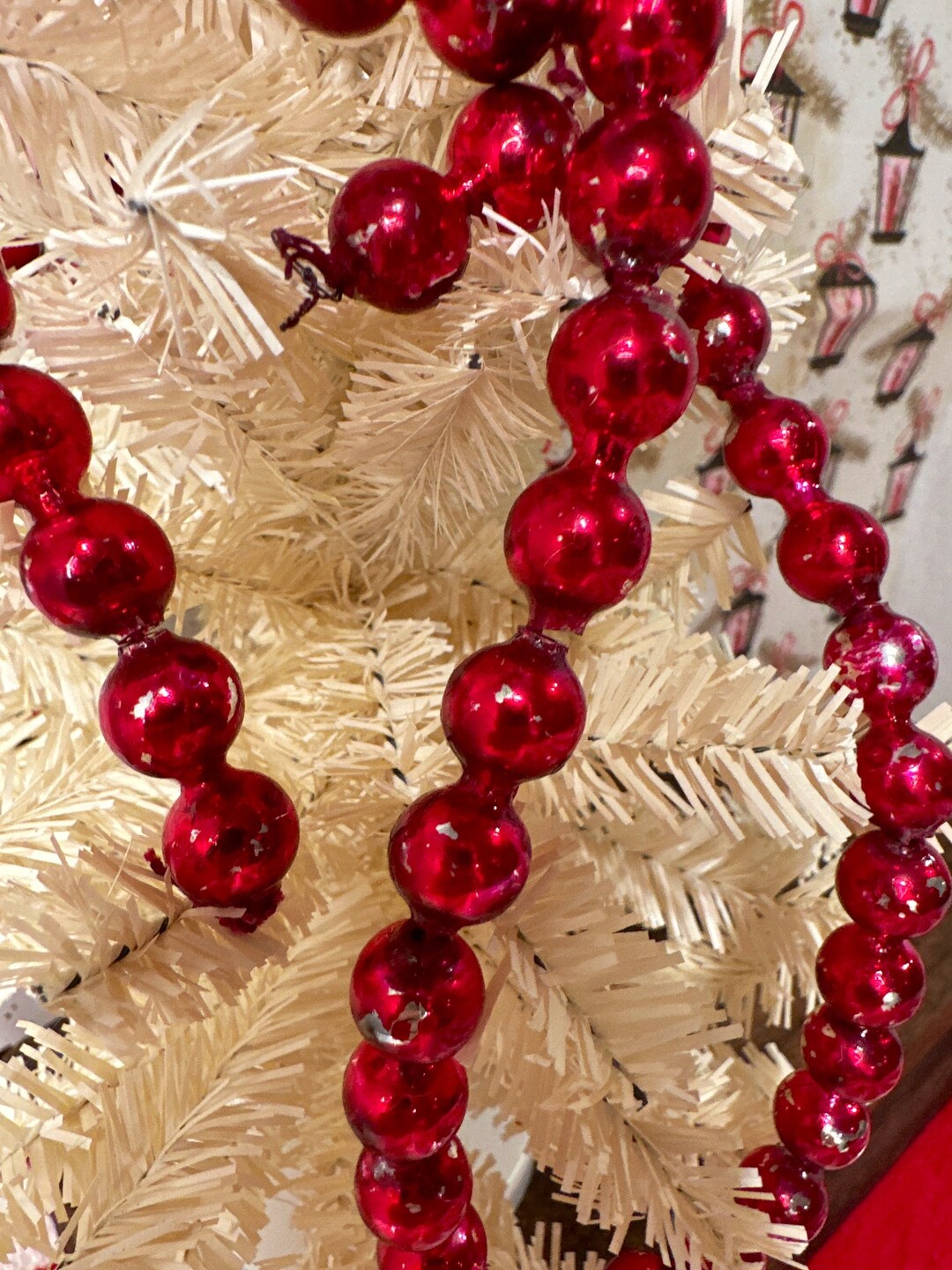 Vintage Glass Garland Mercury Bead Red/ Burgundy Magenta Etsy