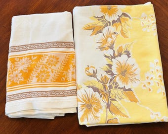 Vintage tablecloths rectangular fall floral white with color borders