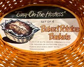 Vintage Rattan baked potato baskets holders NOS NWT wicker