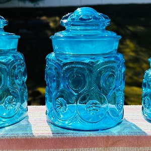 Vintage LE Smith blue Moon & Stars canister containers MCM choice