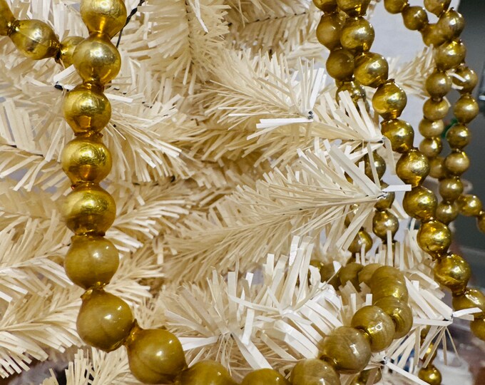 Vintage Glass Garland Mercury Bead Gold Old Gold Pewtery Gold 6 7.8mm