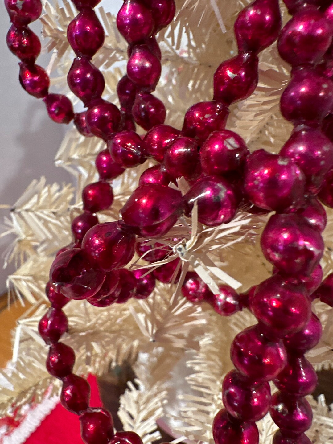 Vintage Glass Garland Mercury Bead Burgundy to Reddish Pink Etsy