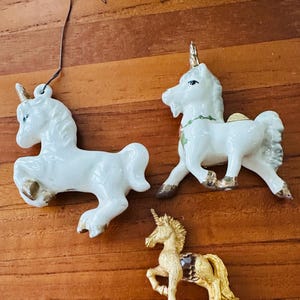 Vintage mini unicorn Knick knacks figures horses ceramic