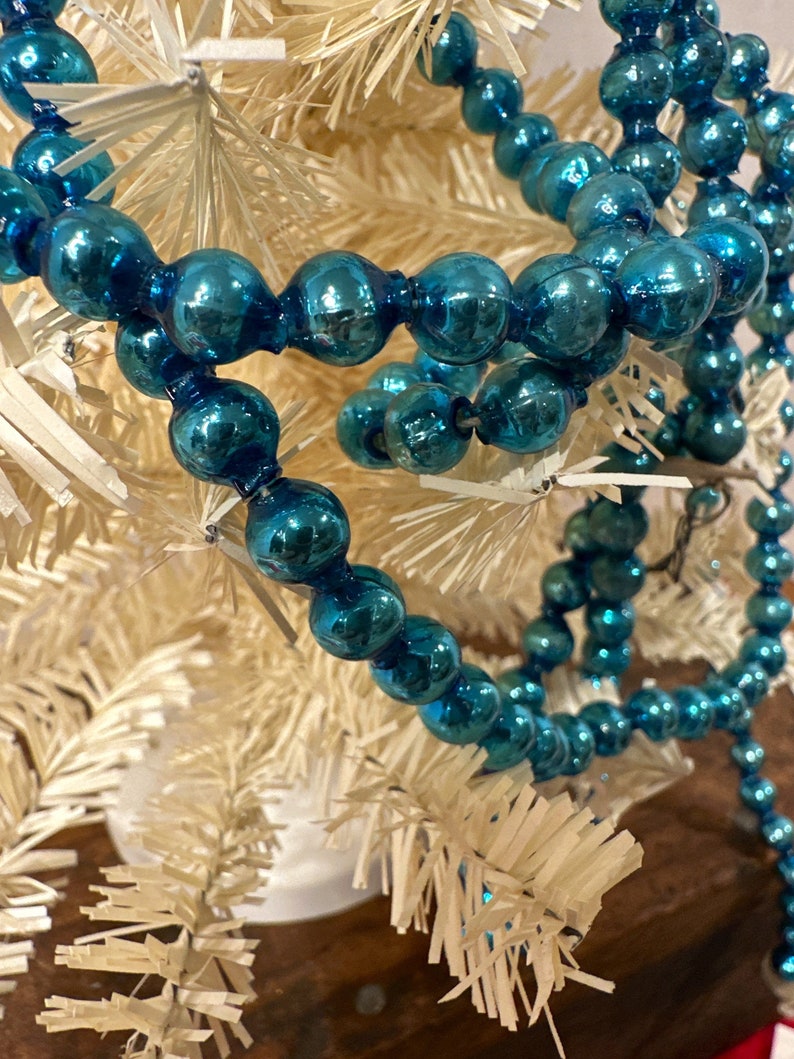 Vintage Glass Garland Mercury Bead Blue Silvery Blue 6.2 Etsy
