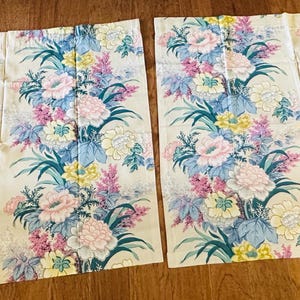 Vintage curtains: fabric material  floral chintz print 2 panels 39x44”