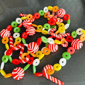Vintage Christmas Candy Garland blow mold balls and candy canes 8’ strands