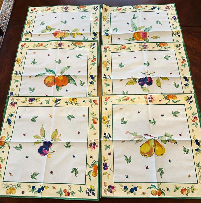Vintage Vera Neumann napkins or NOS NIP Royal Worcester England Dinner napkins fruit print bild 7