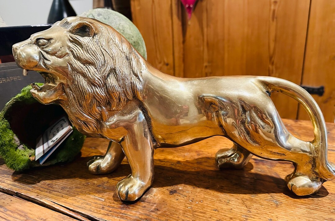 Vintage Brass Lion Xl Hollywood Regency Brass Decor Accessories - Etsy
