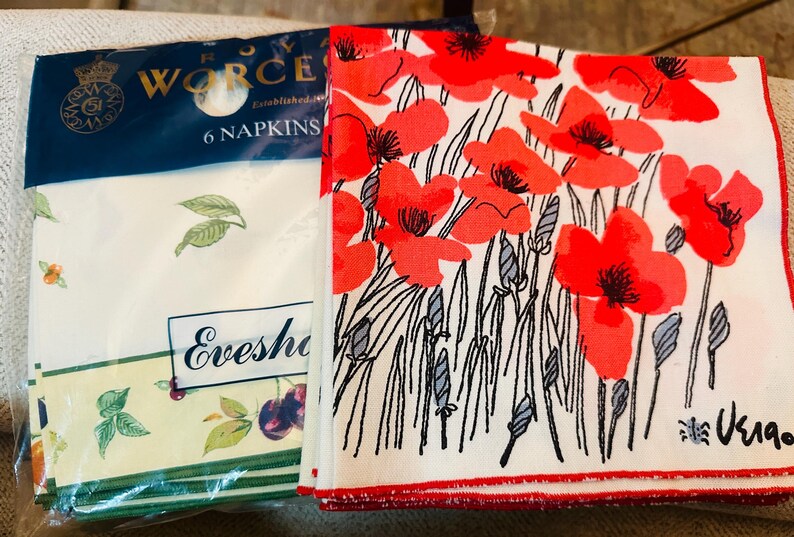 Vintage Vera Neumann napkins or NOS NIP Royal Worcester England Dinner napkins fruit print bild 3