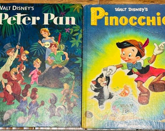 Vintage Walt Disney Peter Pan and Pinocchio  children’s books A big golden book