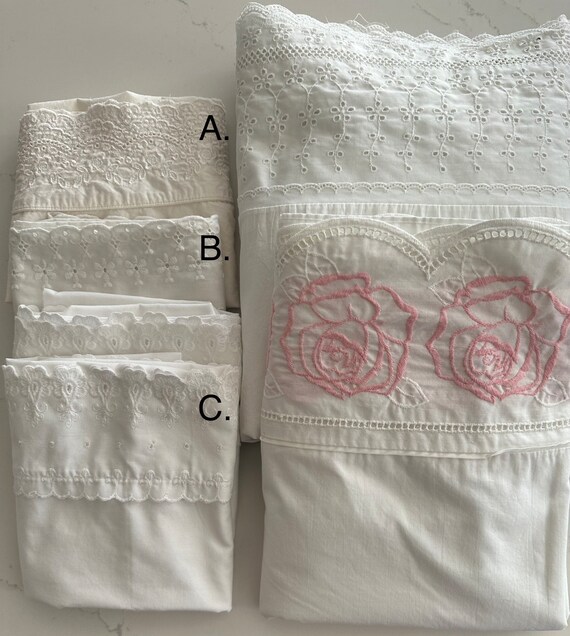Eyelet trimmed pillowcases cheap