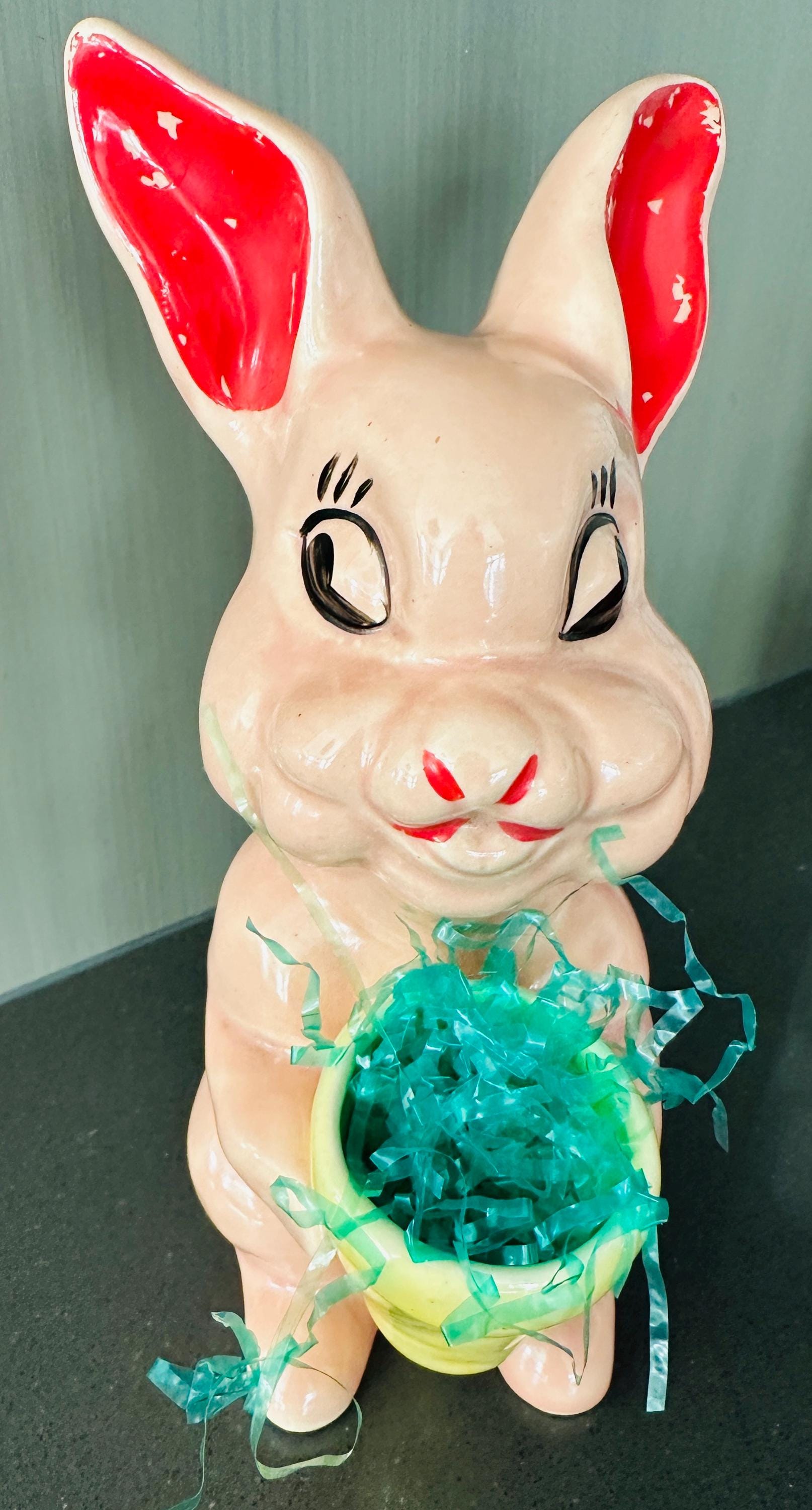 Vintage Anthropomorphic Pink Bunny Ceramic Figure Collectible With ...