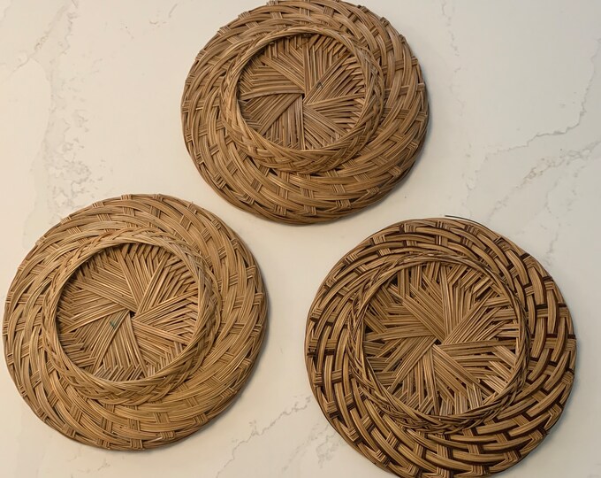 Rattan Paper Plate Holders Vintage Wicker Etsy
