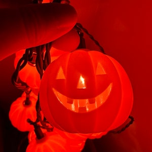 Vintage blow mold light strings pumpkin jack o lantern  Halloween decor xmas light strand