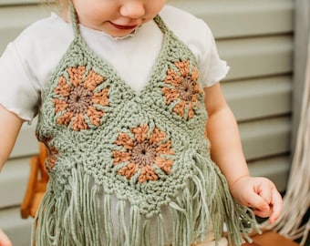 Flower Boho Halter Crop Top for Baby Girls and Toddlers