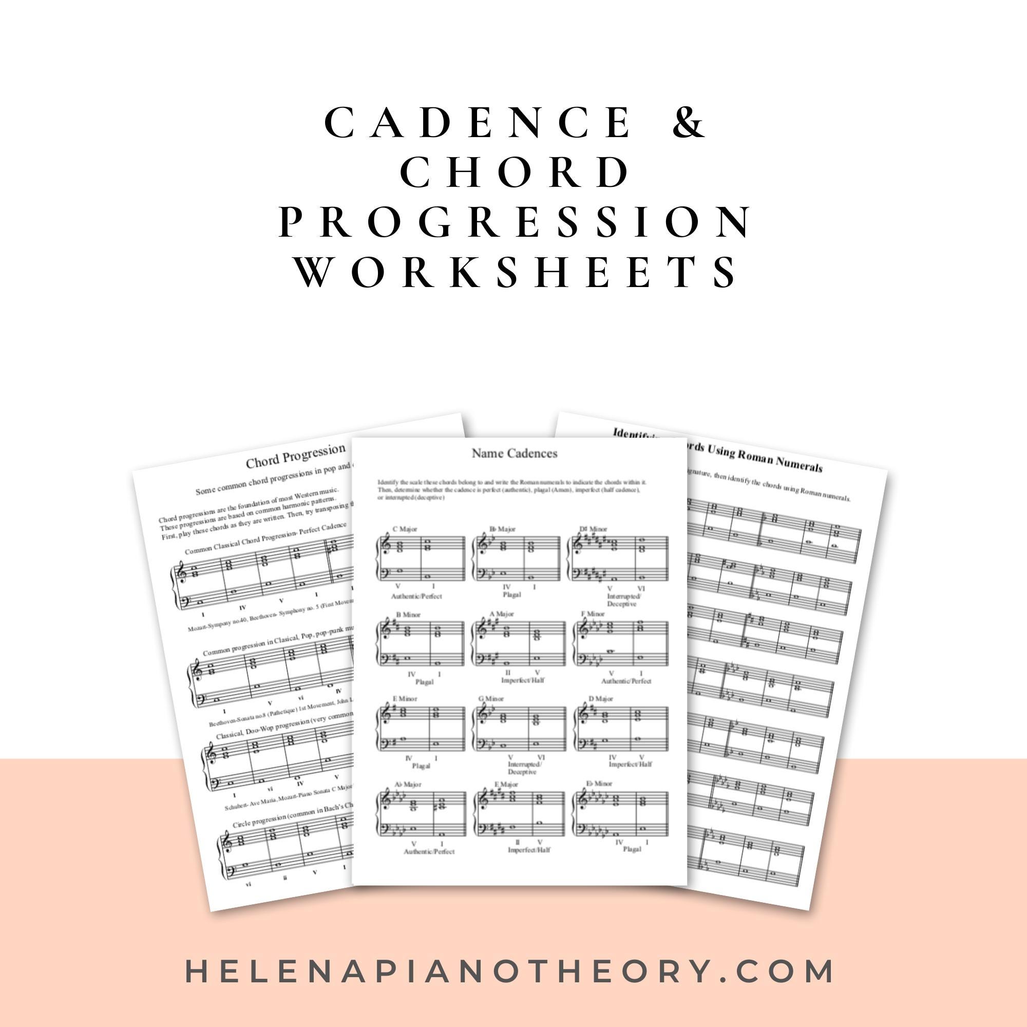 Cadence \u0026 Chord Progression Exercises Worksheets PDF | Music Theory  Practice Printable Sheet With Answer Key,improve Your Chord Progressions -  Etsy Israel, image size:2000x2000