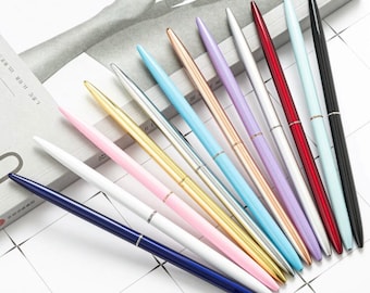 Minimalist Slim Metal Pen Pens ball point black barrel elegant long pen reception pens wedding pens