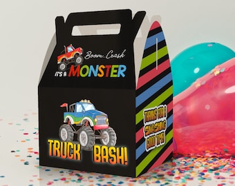 Monster Trucks, Trucks, Bash, Race Track, Cars, Trucks, Birthday Favor Box