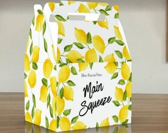 Main Squeeze, Bridal Party, Wedding, Engagement, Bridesmaids, Lemon drop, Watercolor lemons Favor Box
