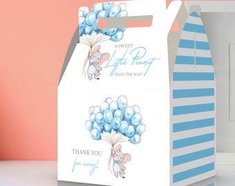Little Peanut Baby Shower, A Sweet LIttle Peanut is on the way, Baby Elephant, Elephant Balloons, Pink, Blue Balloons  favor box