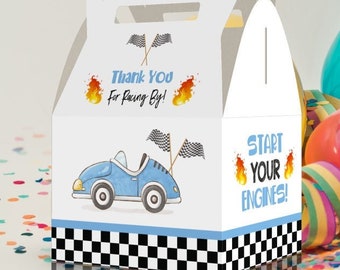 Thank you for racing by, Race Car, Race Track, Cars, 2 fast, 1st Birthday, Birthday, 2nd Birthday Favor Box