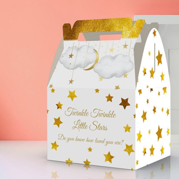 Twinkle Twinkle, Little Star, GOLD, Gender Reveal, baby shower Favor Box