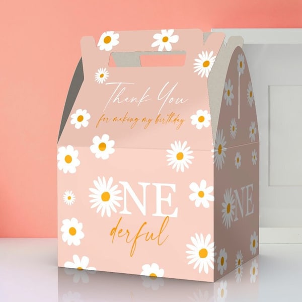 DAISIES PETALS, ONEDERFUL, Daisies, Flowers, Birthday, 1st Birthday, First Birthday favor box