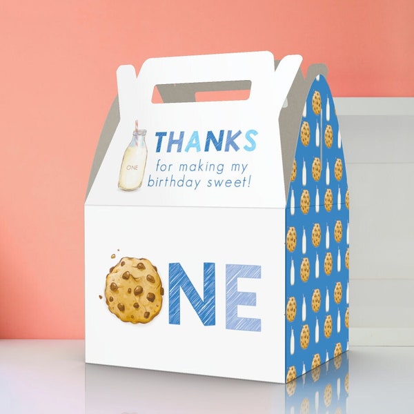 Milk and Cookies, ONE, 1st Birthday, Milk, Cookies, birthday, favor box