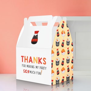 Soy Much Fun, Soy Sauce, Sushi, Birthday, Foodie favor box