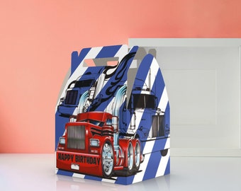 Big Rig, Big Red, Trucker, Semi-Truck, Semi, 8 Wheeler, Truck Driver Favor Box