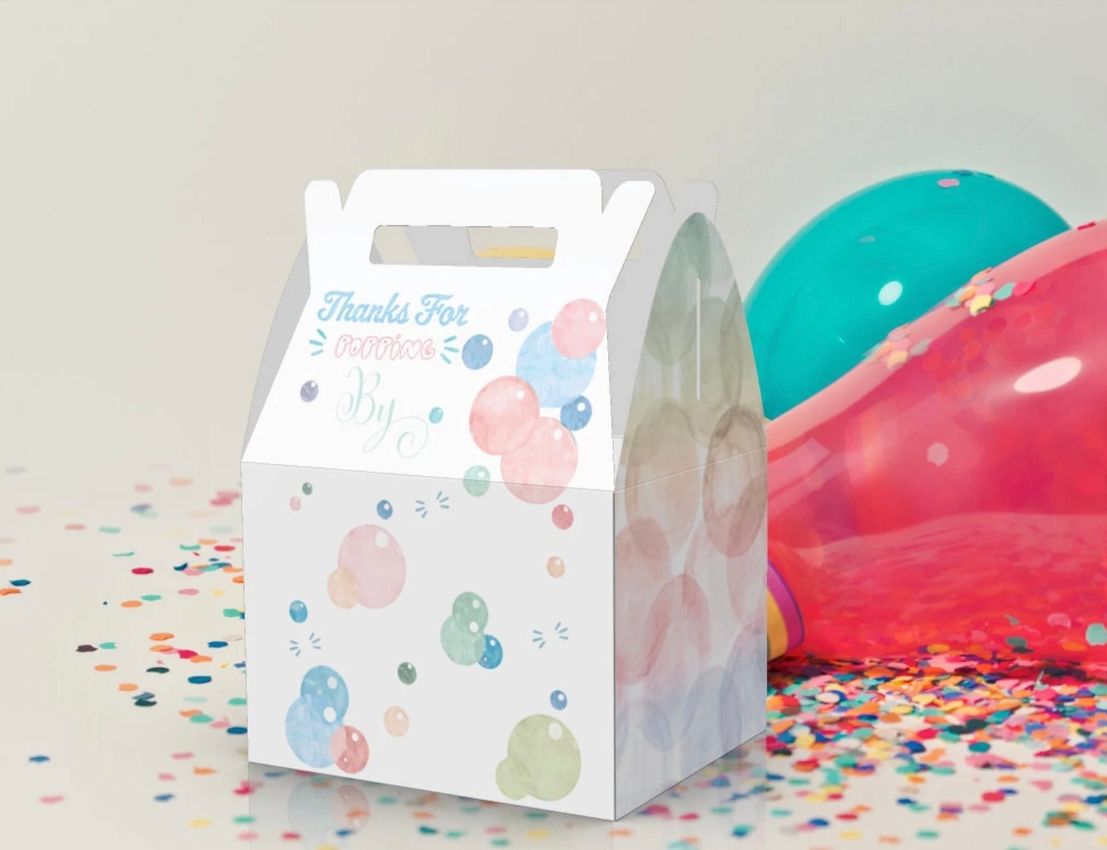 Pastel Bubbles Bubbles Retro Balloons Watercolor bubbles Favor Box