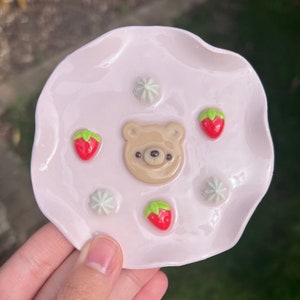 Strawberry bear trinket dish