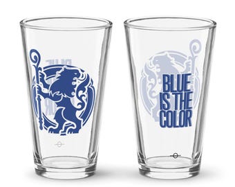 Chelsea FC Large Crest Pint Glass | Blue is the Color Design | 16oz Soccer Fan Barware | CFC Supporter Gift | Fan Cave Decor