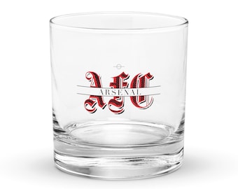 Arsenal Whiskey Glass - "Split" | Rocks Glass, Gunners Bourbon Glass, Arsenal Glassware, Gift for Football Dads