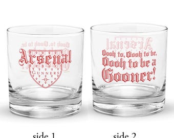 Arsenal Whiskey Glass – Oooh to Be a Gooner! | Gunners Bourbon Glass, EPL Fan Gift, Rocks Glass for Cocktails & Spirits