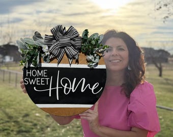 Home Sweet Home Door Sign, Door Wreath