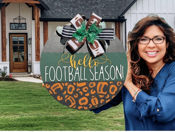 Hello Football Season Door Sign, Door Wreath