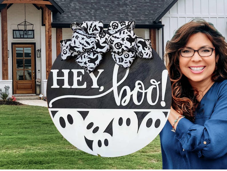 Hey Boo Horizontal Ghosts Door Sign, Door Wreath - Etsy