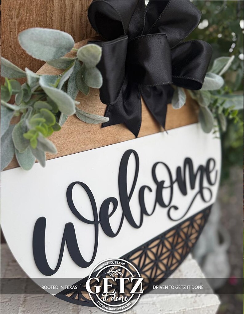 Welcome Sign for Front Door | Modern Farmhouse Door Hanger | Geometric ...