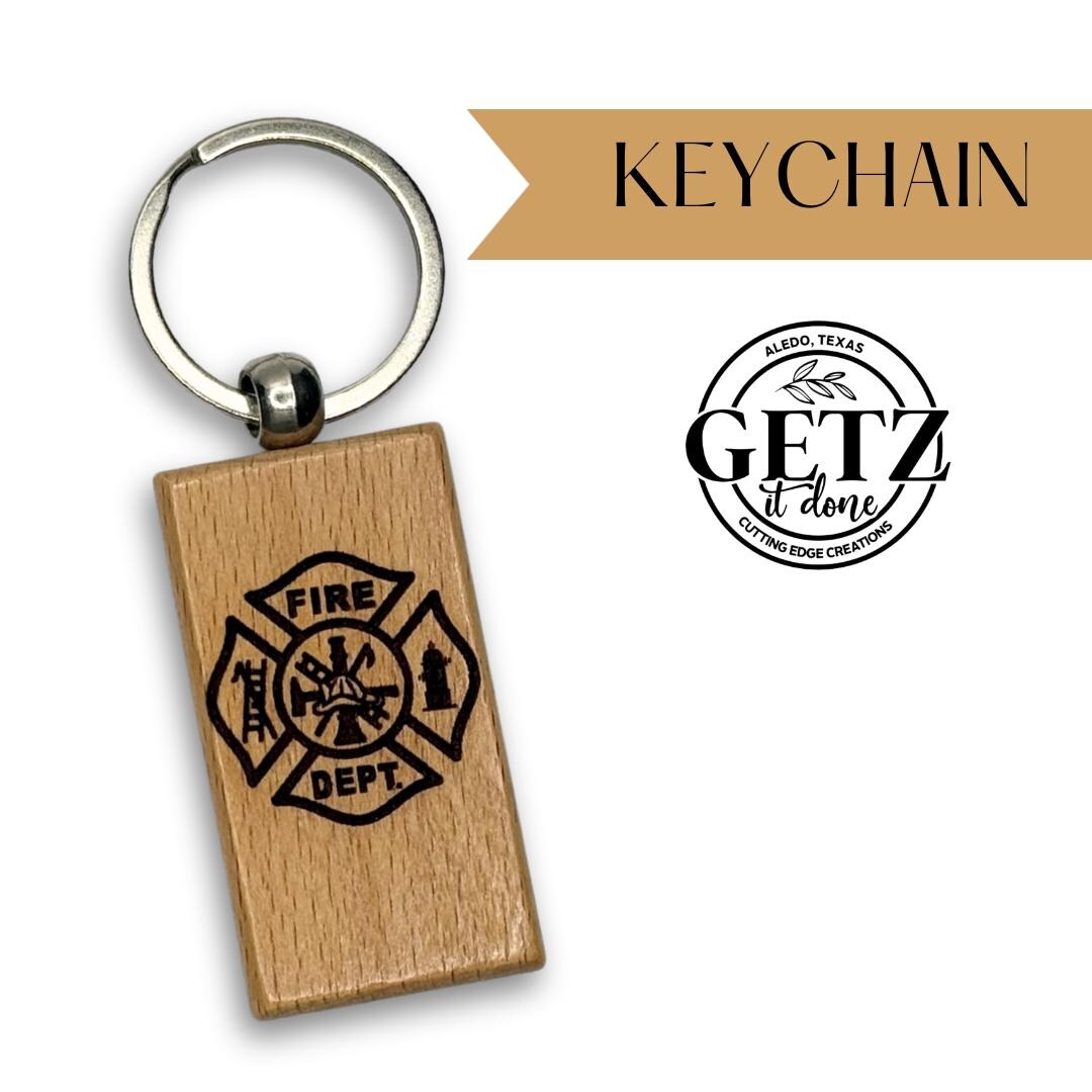 Firefighter Engraved Wooden Keychain – Perfect for Firefighter ...