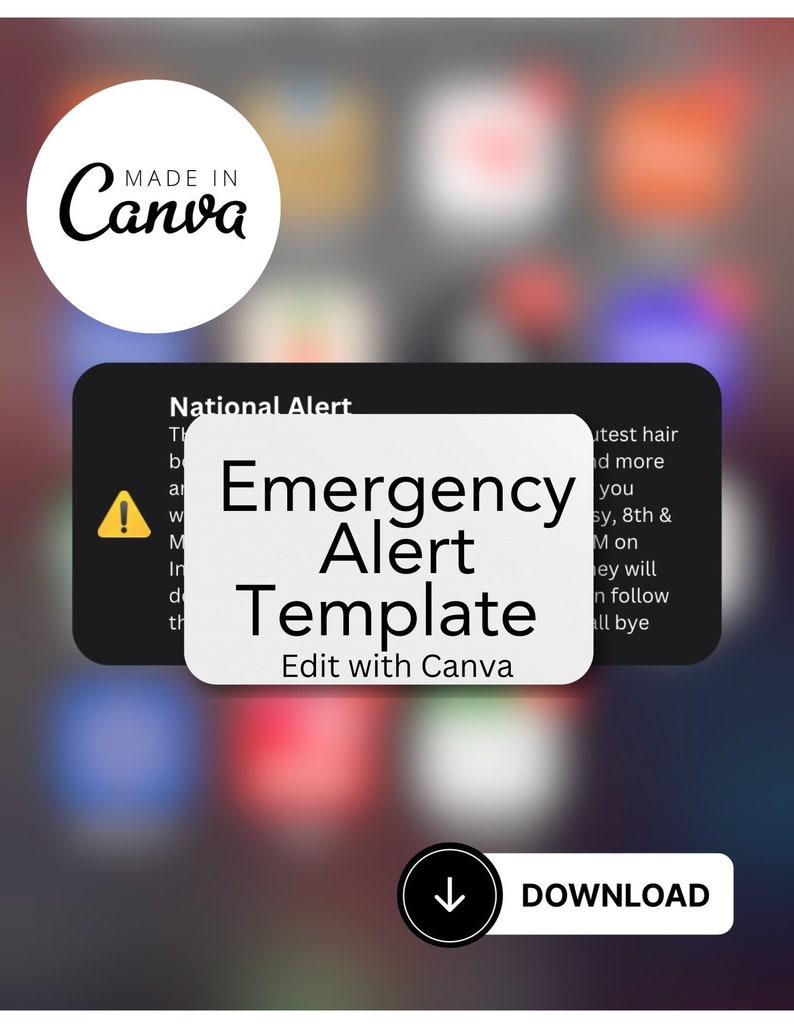 Emergency Alert Instagram Template, Editable National Alert Post ...