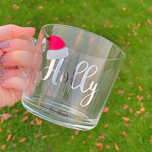 Personalised Christmas Glass Mug, Christmas mug with name, Secret santa gift, christmas mug personalized, secret santa gift ideas