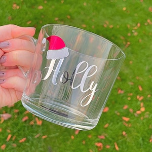 Personalised Christmas Glass Mug: Secret Santa Gift