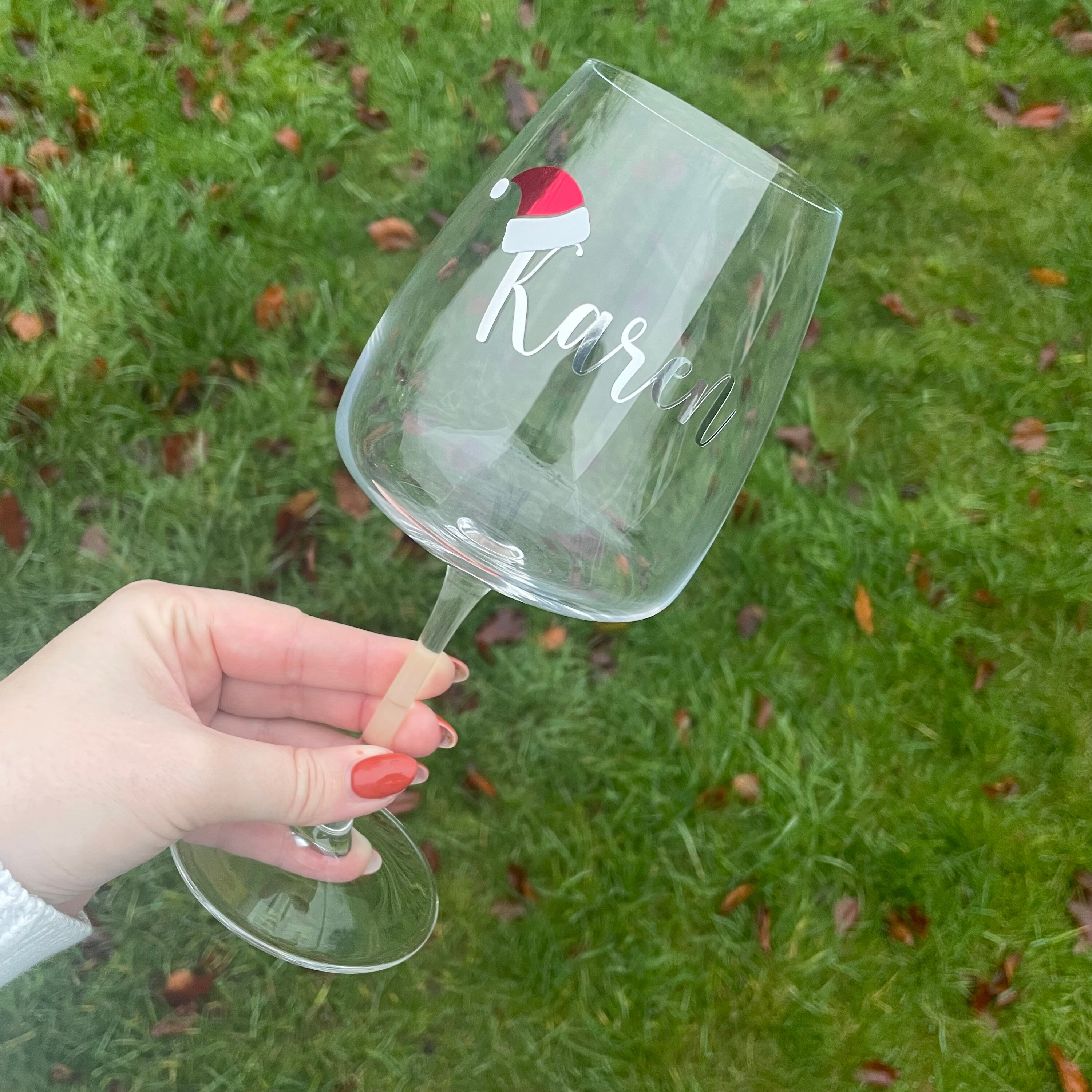 Santa Hat Wine Glass Etsy UK