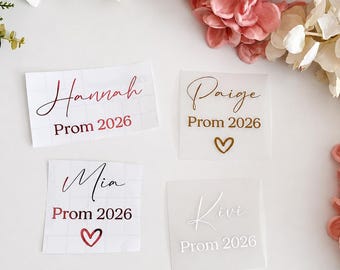 Personalised Prom 2026 Vinyl Decal, transfers for glass prom, custom prom 2026 stickers for cups, custom glass stickers, prom glass sticker