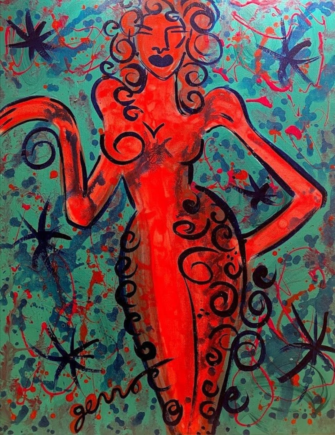 Red Female Figure Original 24x30 - Etsy