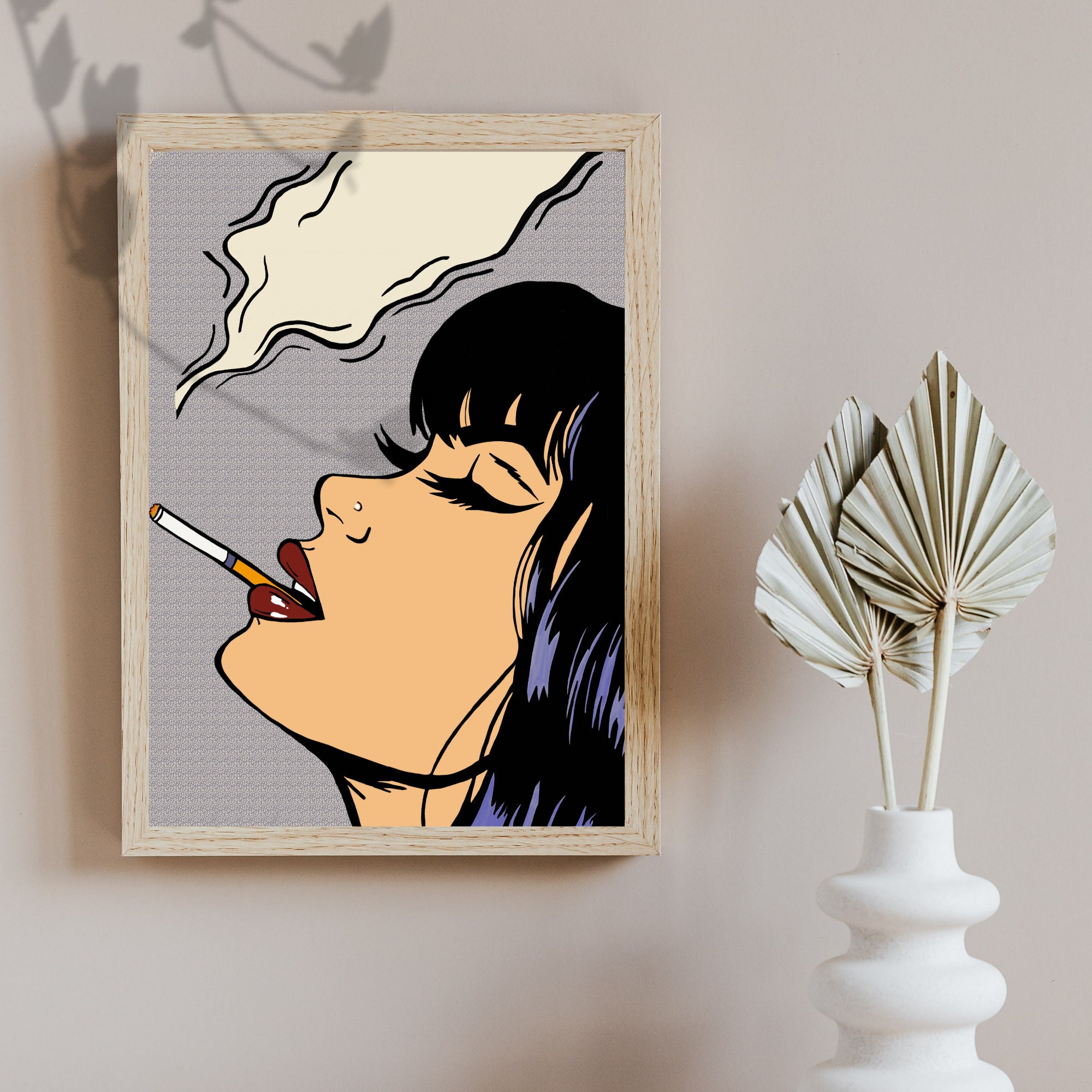 Roll Lick Smoke Blunt Poster, Comic Pop Art Style, Marijuana Weed Smoking  Stoner
