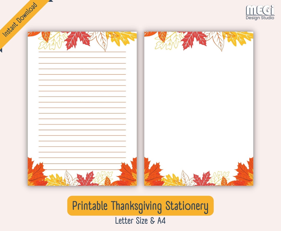 Printable Thanksgiving Stationery Fall Pattern Stationery - Etsy